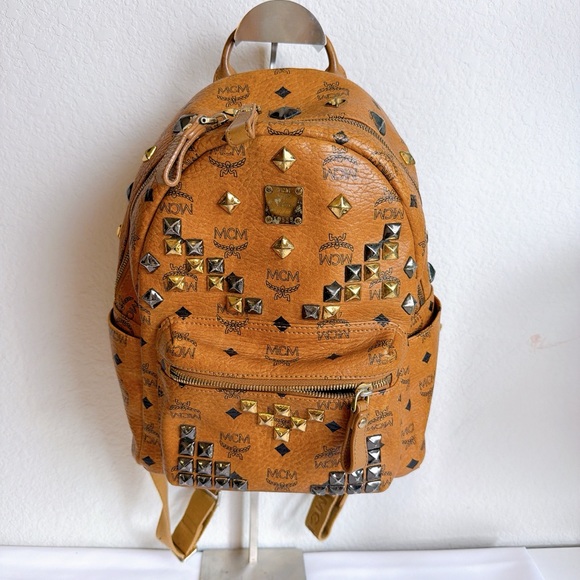MCM Other - MCM Brown Backpack with Gold and Silver Studs